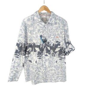 Salt Life Button Up‎ Shirt Mens M Adjustable Sleeve Fish Floral Beach Casual
